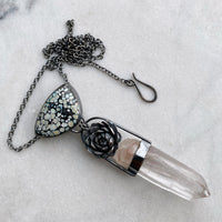Turquoise and Quartz Necklace with Succulent